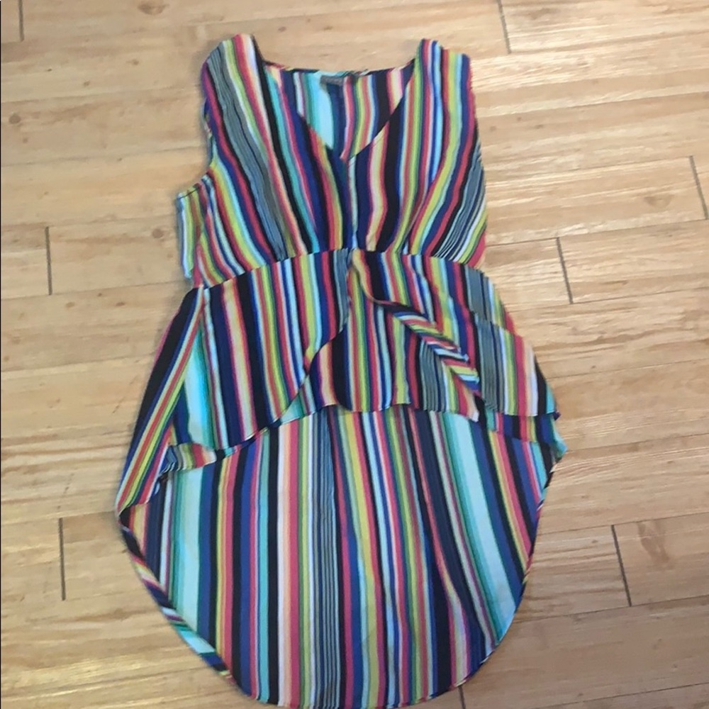 NY & co colorful striped high low shirt